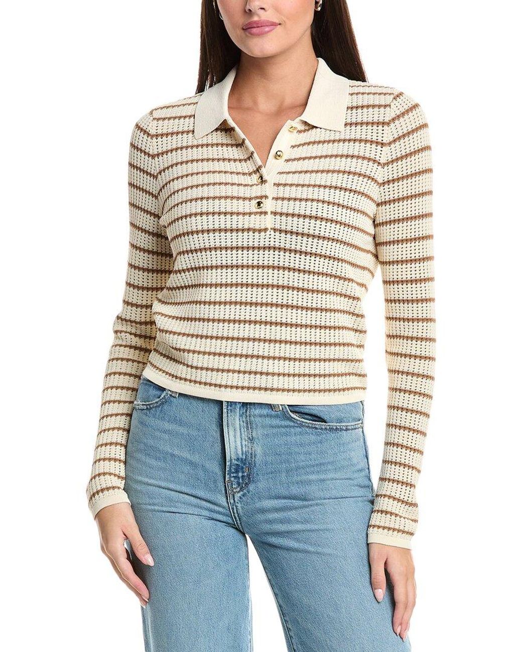 Rag & Bone Blue Viola Stripe Polo Sweater