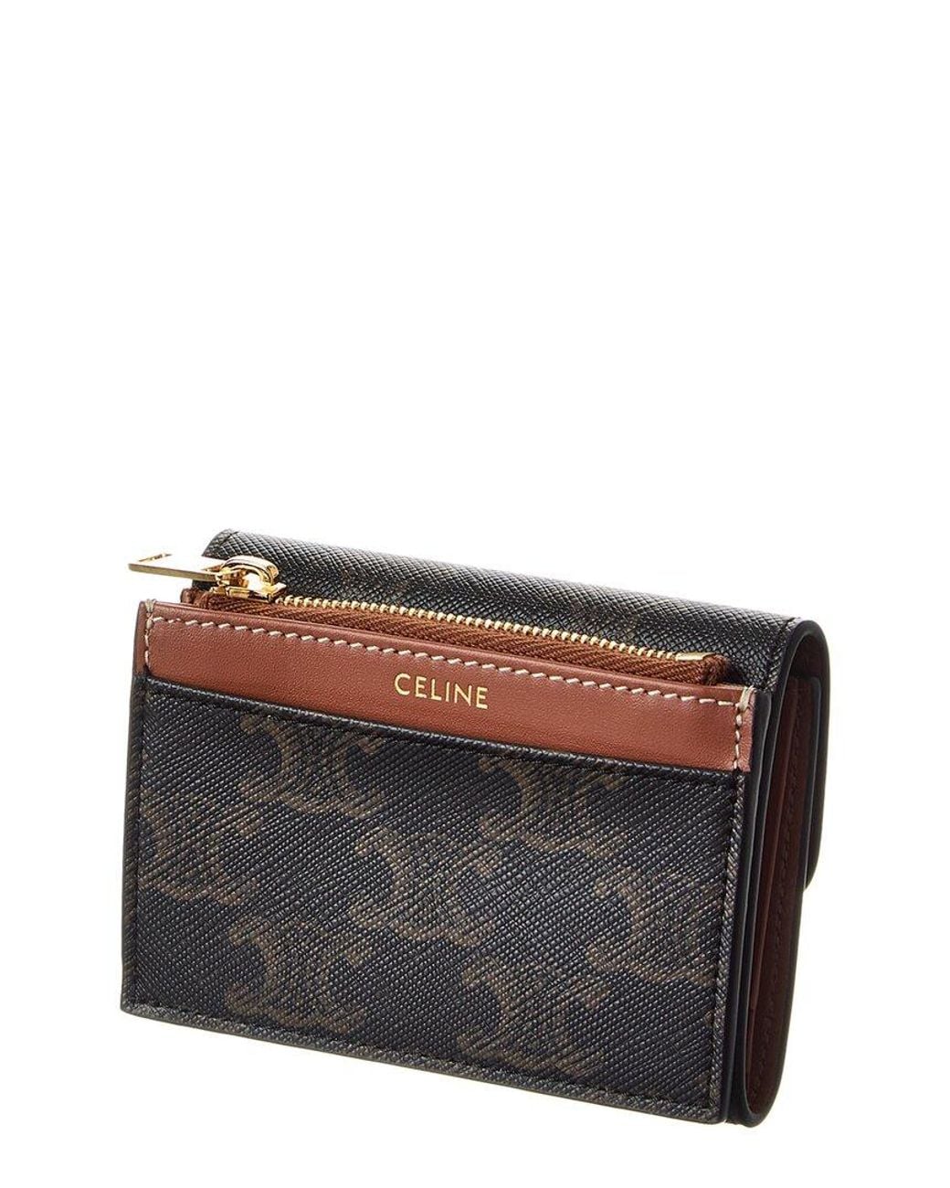 Céline Black Triomphe Canvas & Leather Coin Card Case