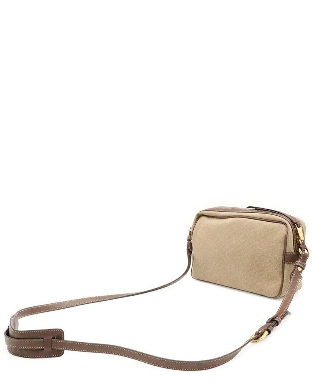 Prada Natural Canvas Logo Jacquard Ribbon Shoulder Bag (Authentic Pre- Loved)