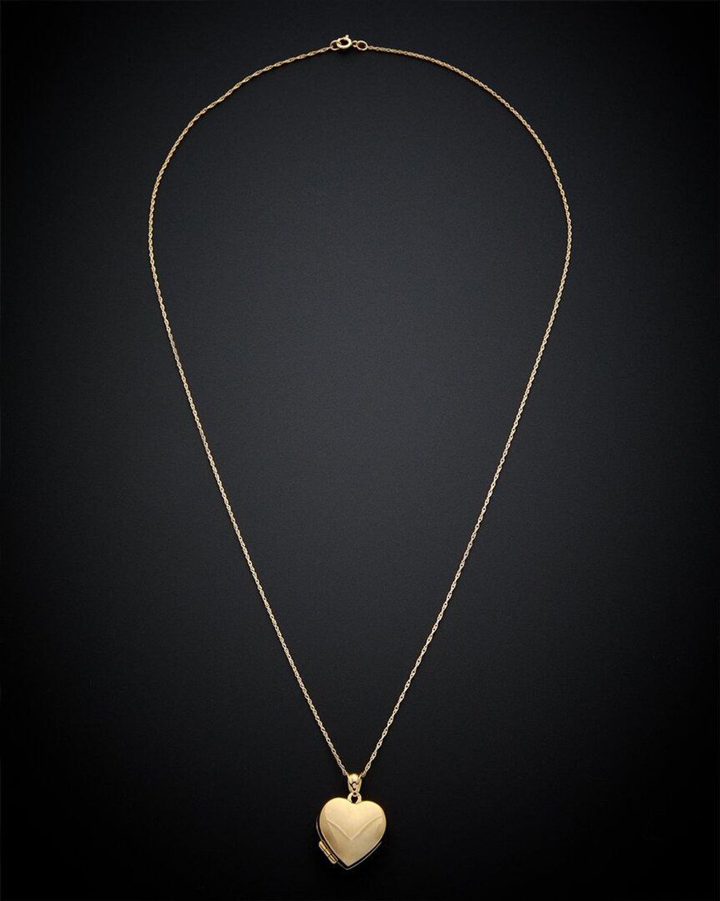 Italian Gold Black 14k Heart Locket Necklace