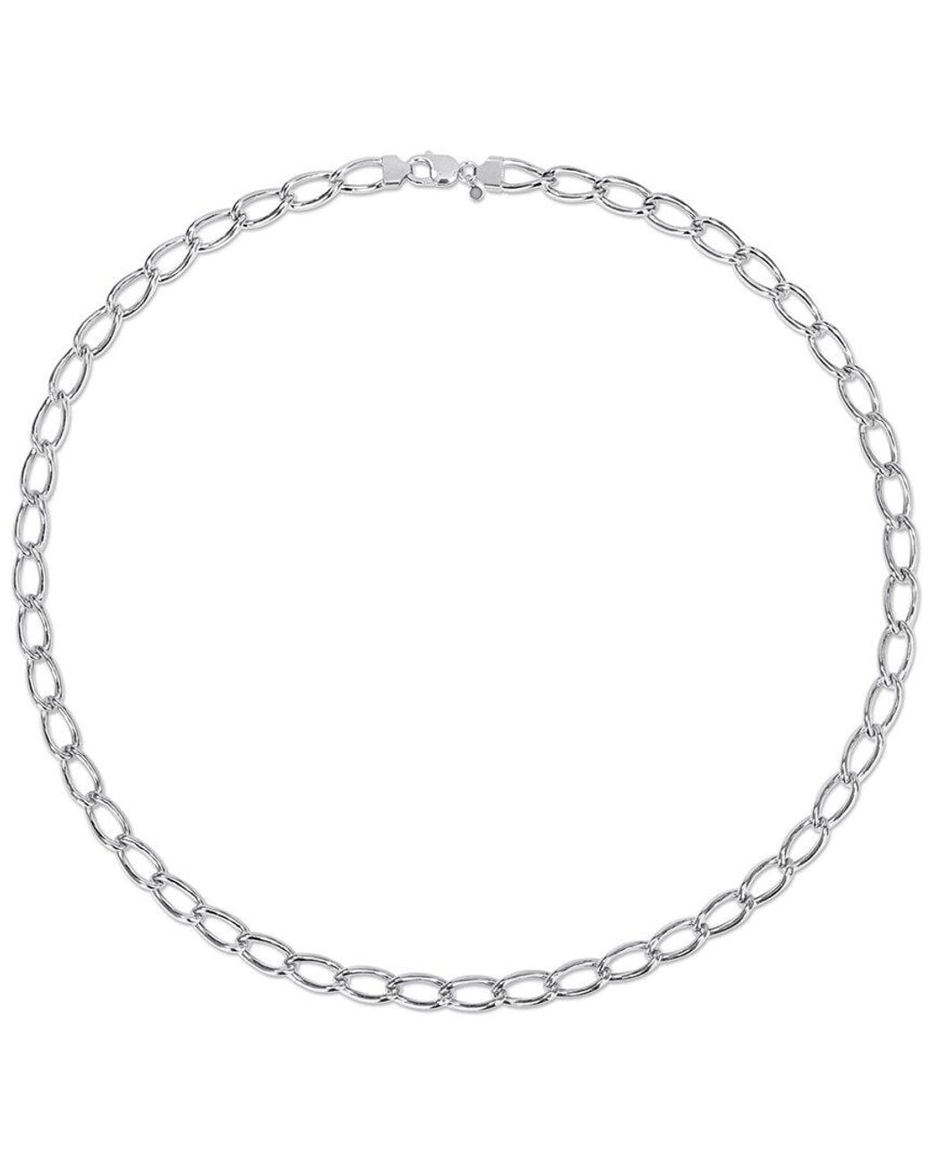 Italian Silver Metallic Hollow Link Chain Necklace