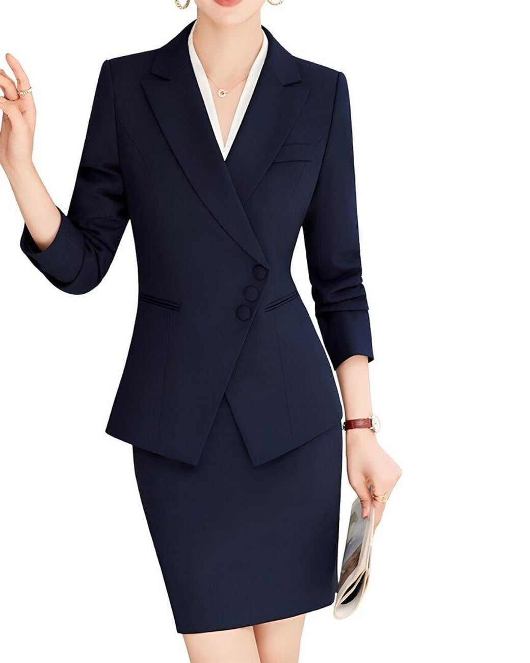 Olivia Taylor Blue 2Pc Jacket & Pant Set