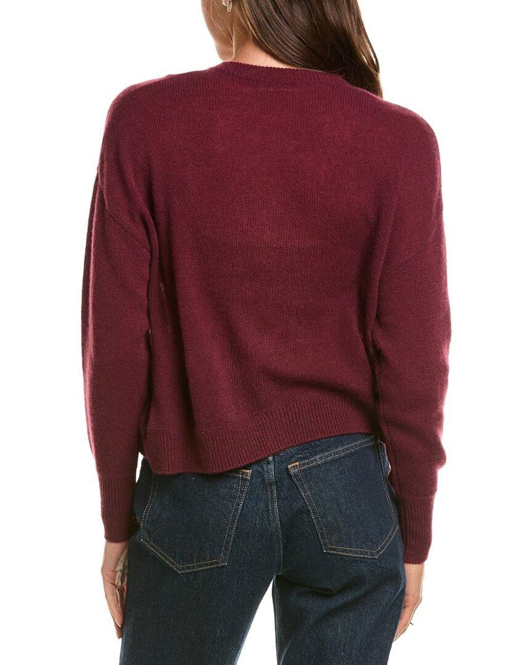 Hannah Rose Red Drop-Shoulder 100% Cashmere Cardigan