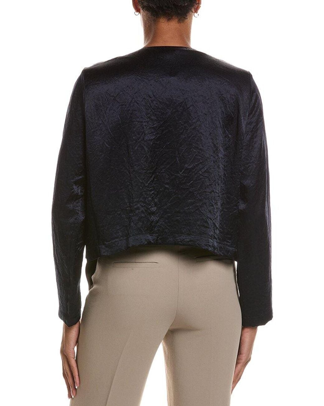 Eileen Fisher Black Petite Round Neck Jacket