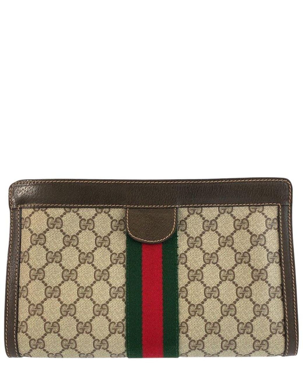 Gucci Gray Coated/Waterproof Canvas Clutch (Authentic Pre-Loved)
