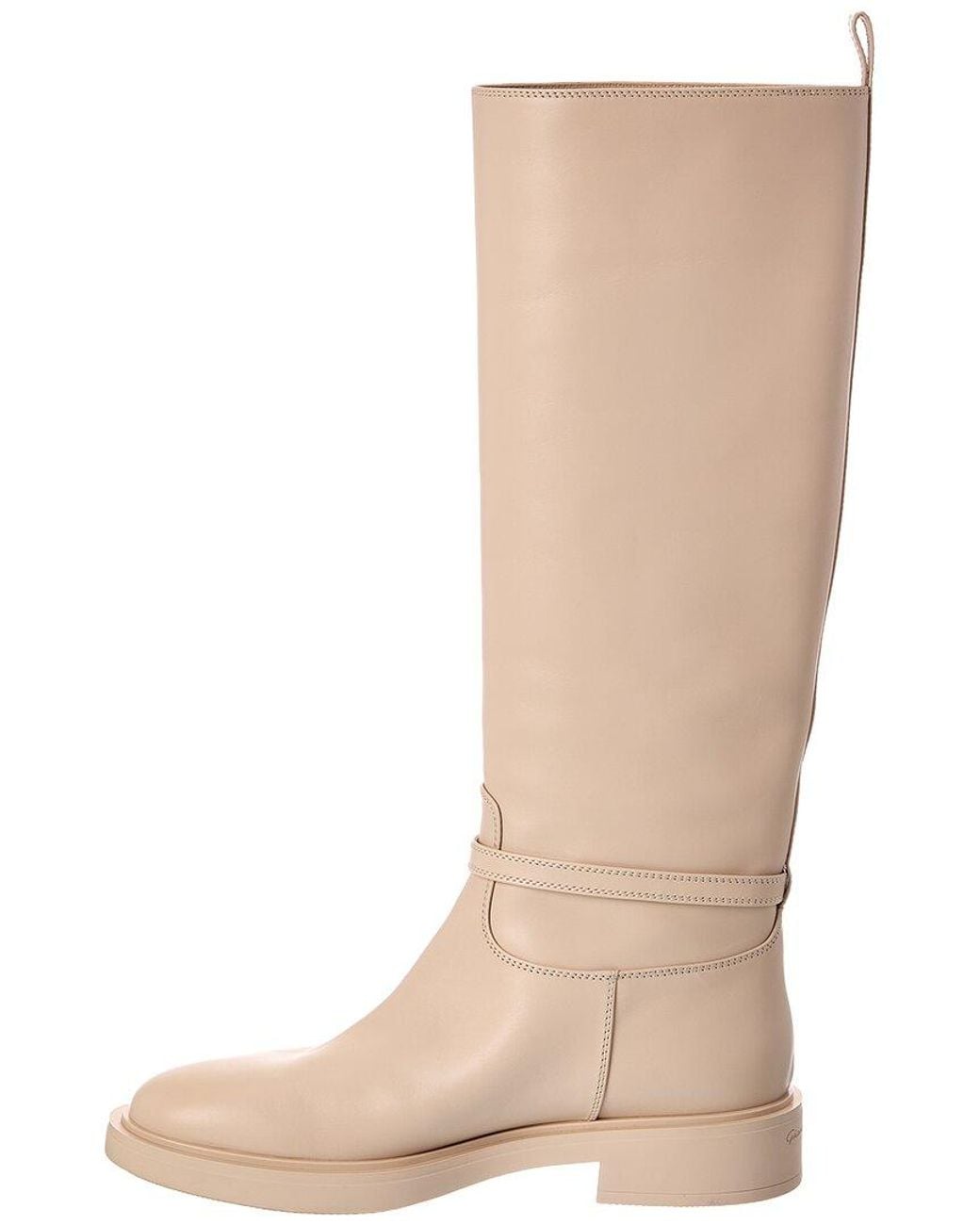Gianvito Rossi White Ribbon Cavalier 20 Leather Knee-High Boot
