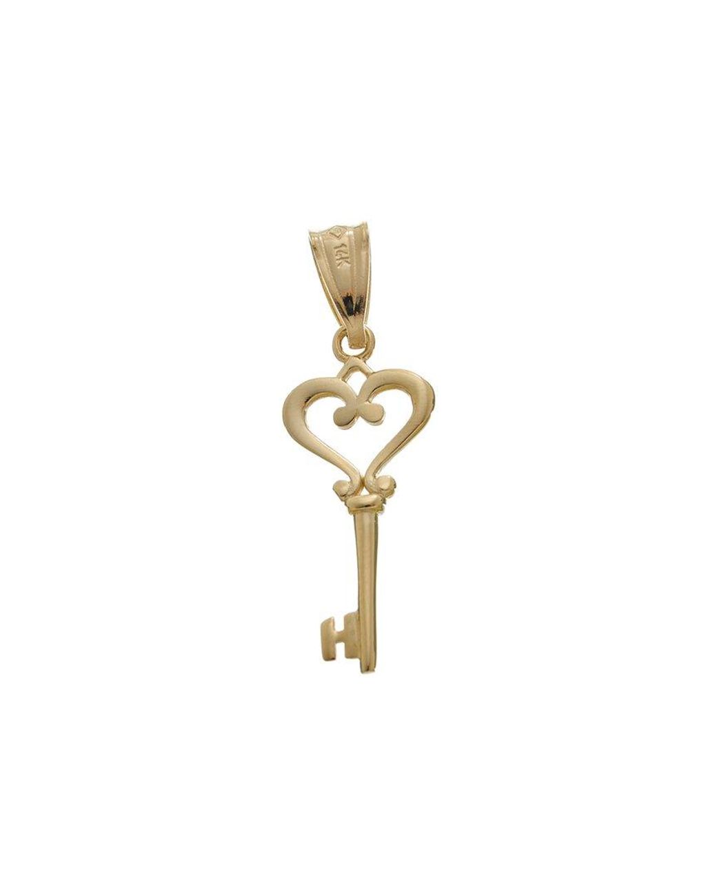 Italian Gold White 14K Heart Key Pendant