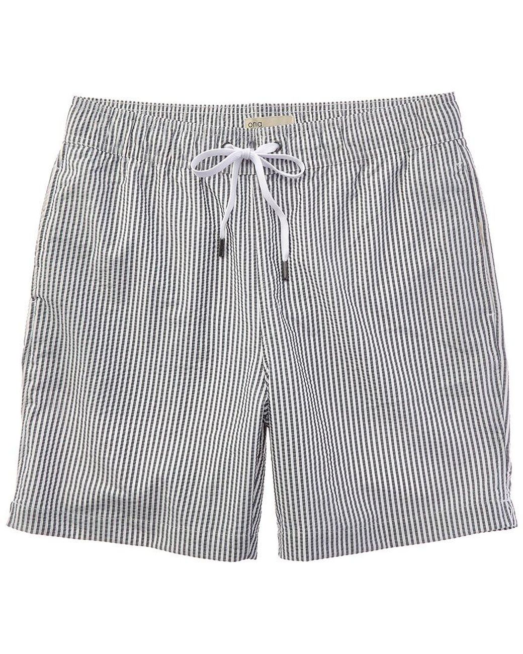Onia Gray Classic Seersucker Swim Short for men