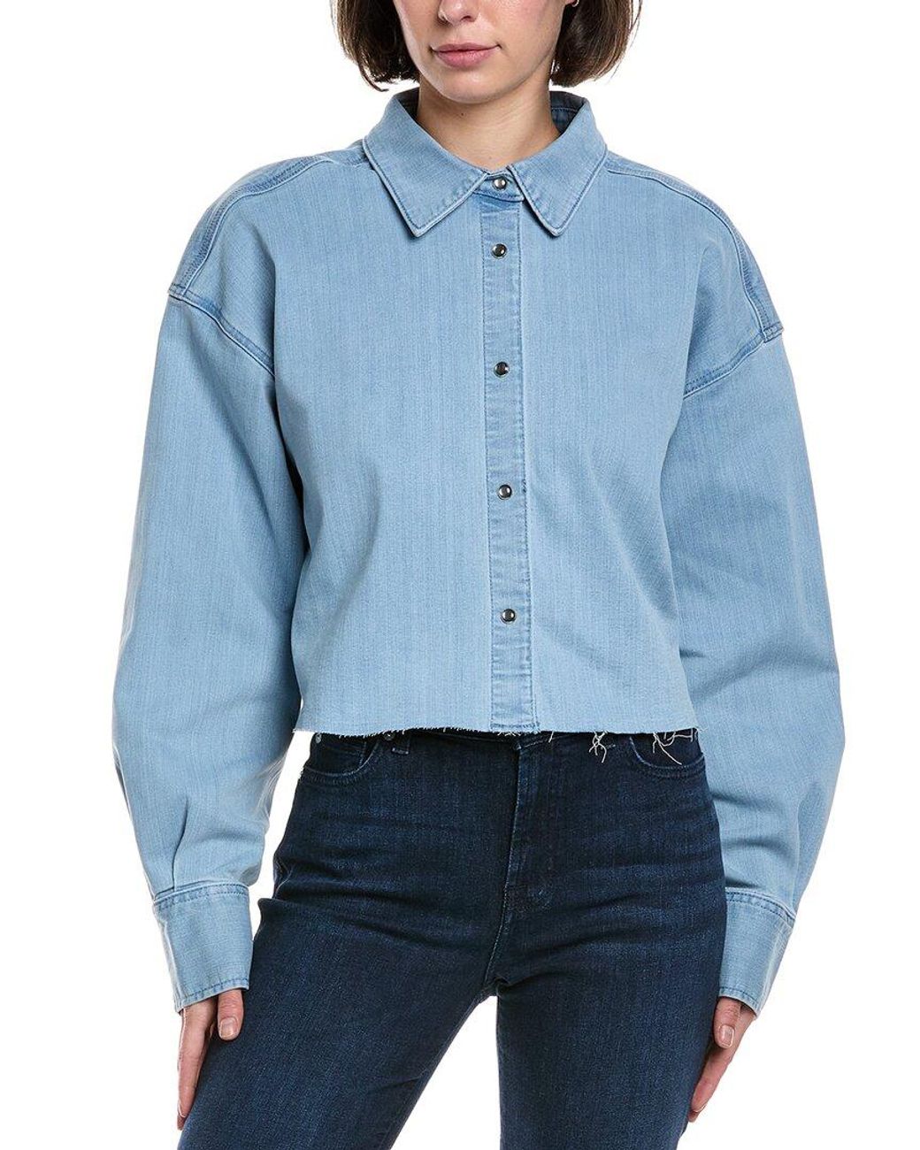 7 For All Mankind Blue Cropped Shirt