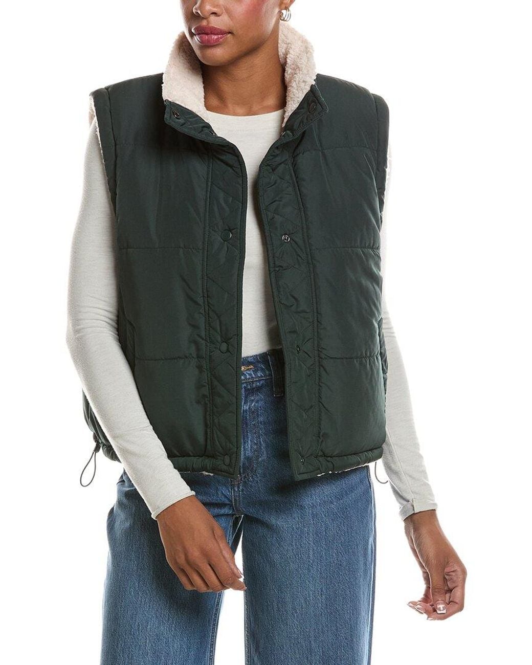 Velvet By Graham & Spencer Green Cathy Puffer Sherpa Vest