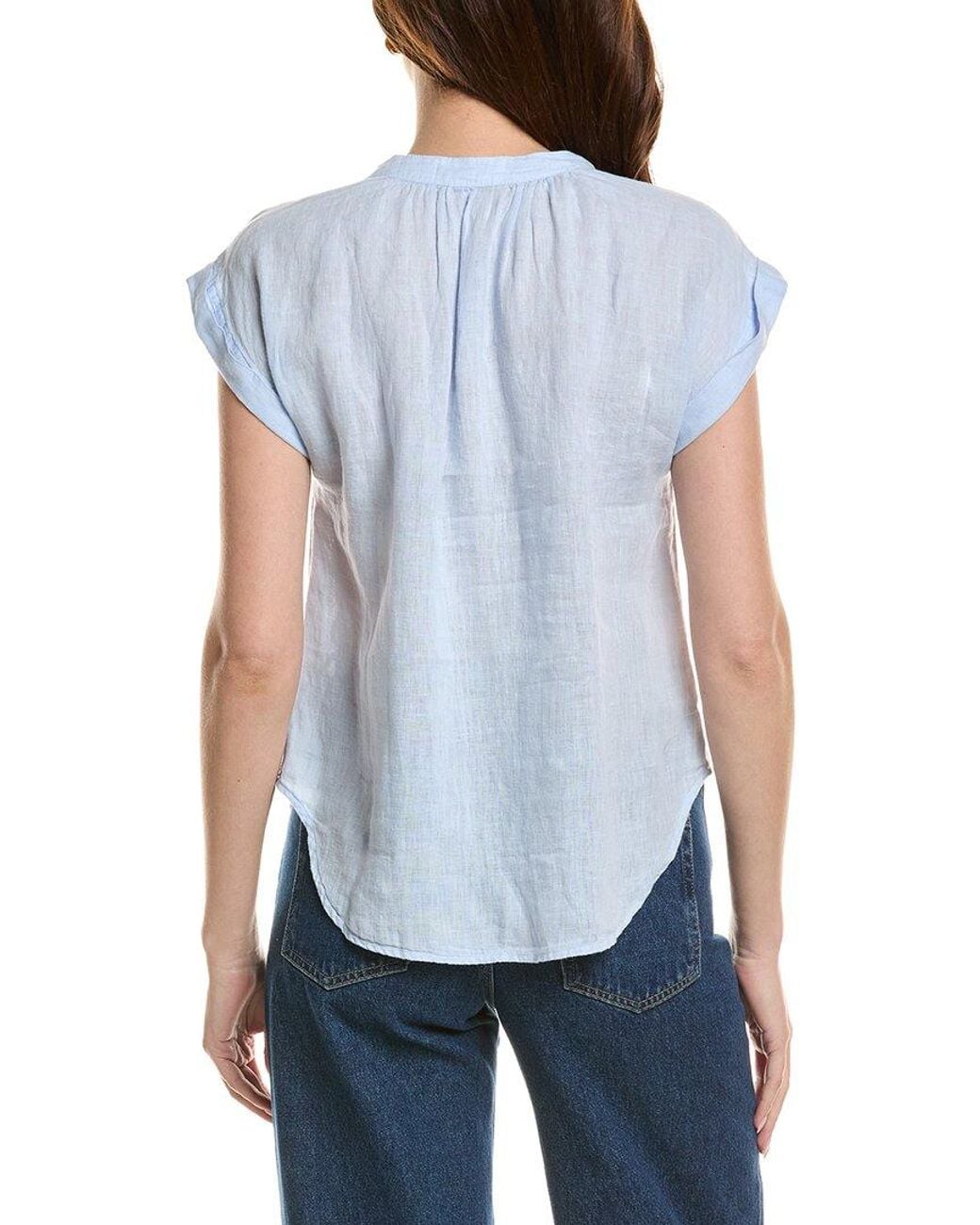 Bella Dahl Blue Cap Sleeve Linen Pullover