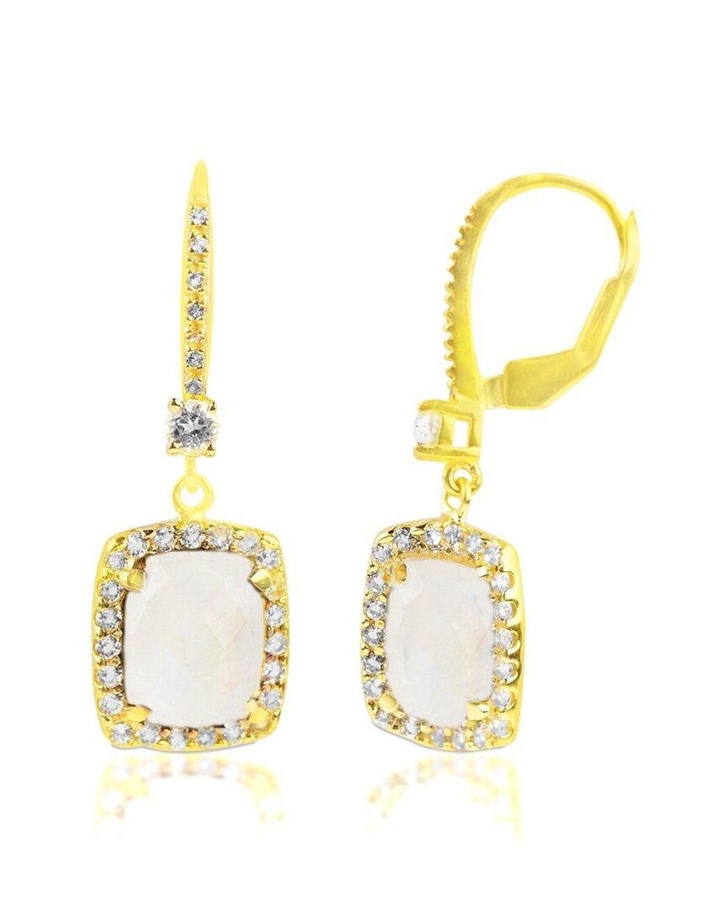 MaxColor Metallic 18K Over 6.20 Ct. Tw. Moonstone Dangle Earrings