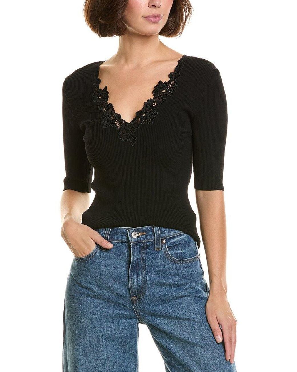 PAIGE Black Leanna Sweater Top