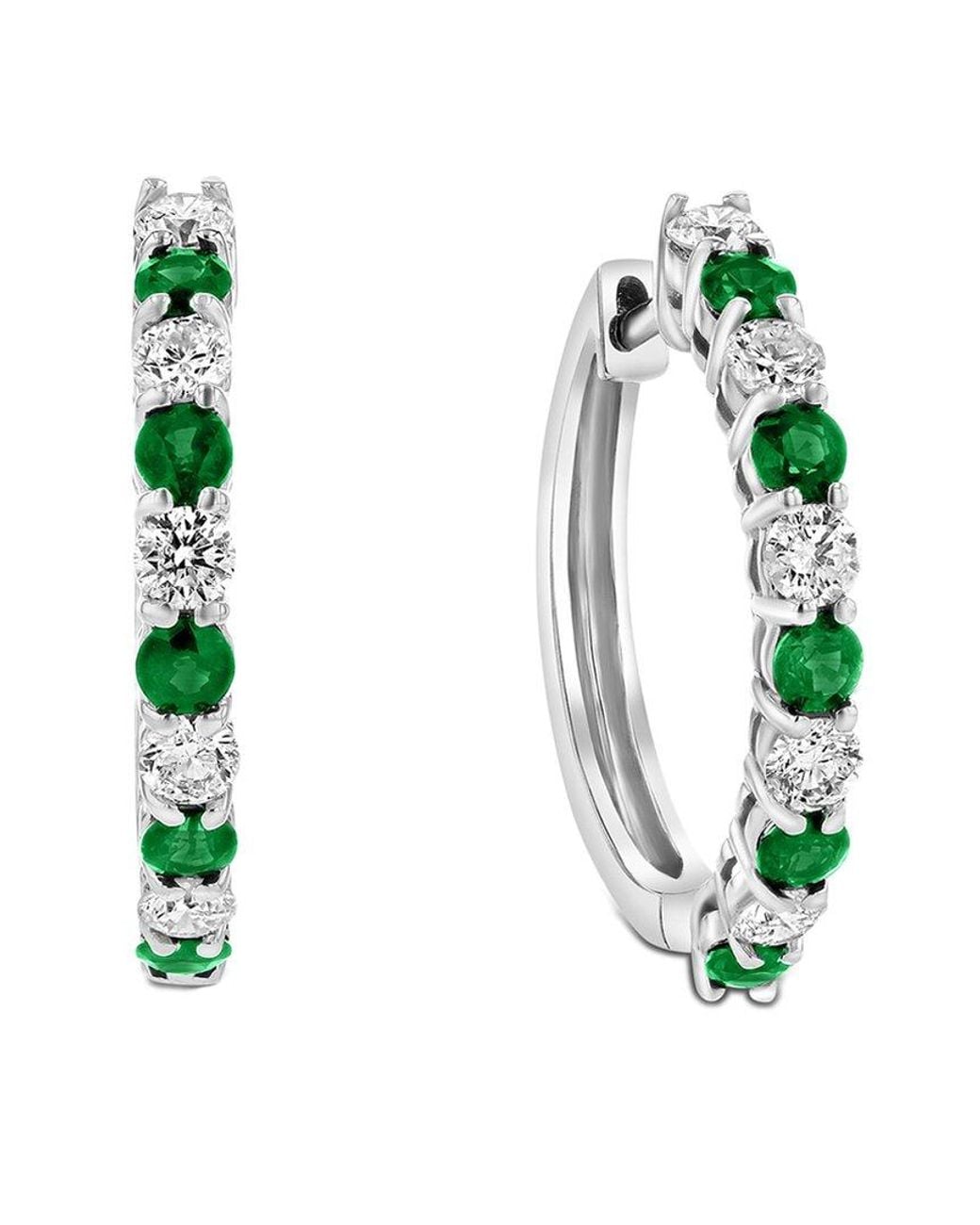 Diana M Green Fine Jewelry 14k 1.35 Ct. Tw. Diamond & Emerald Hoops