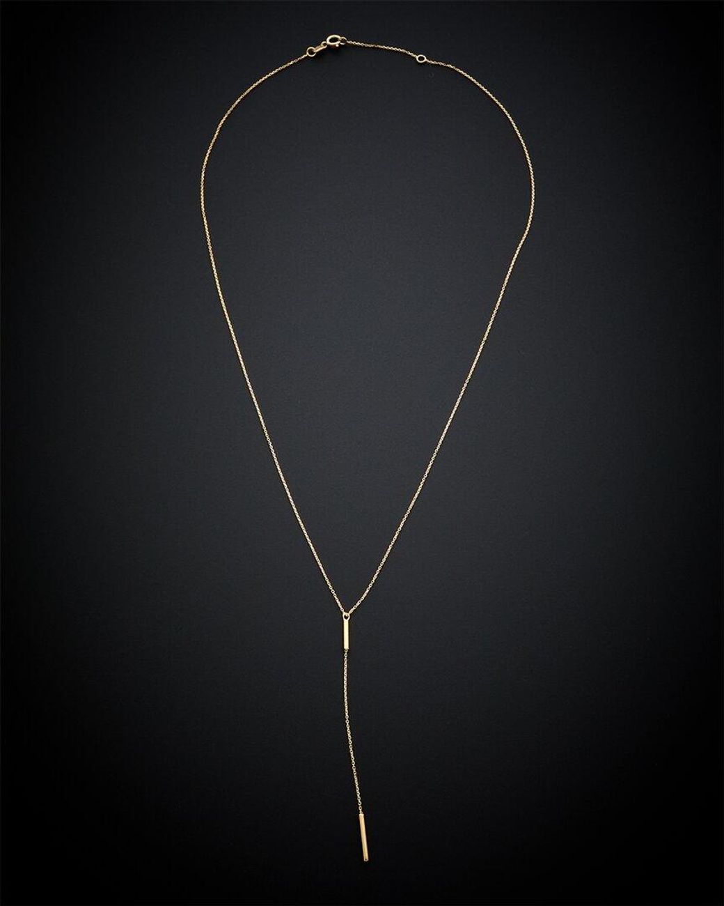 Italian Gold Black 14k Tube Adjustable Necklace