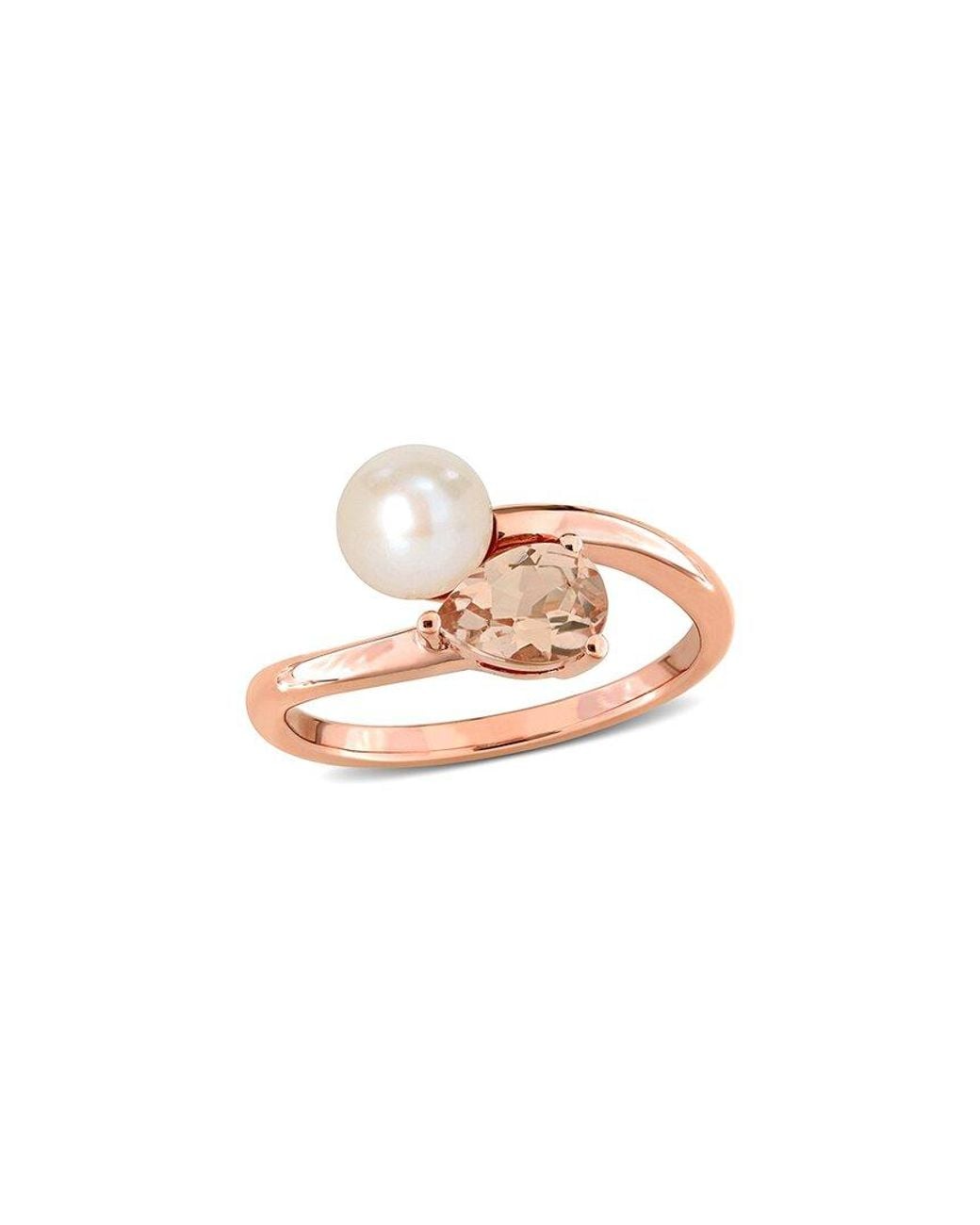 Rina Limor Pink 10K Rose 0.75 Ct. Tw. Morganite & 6-6.5Mm Pearl Ring