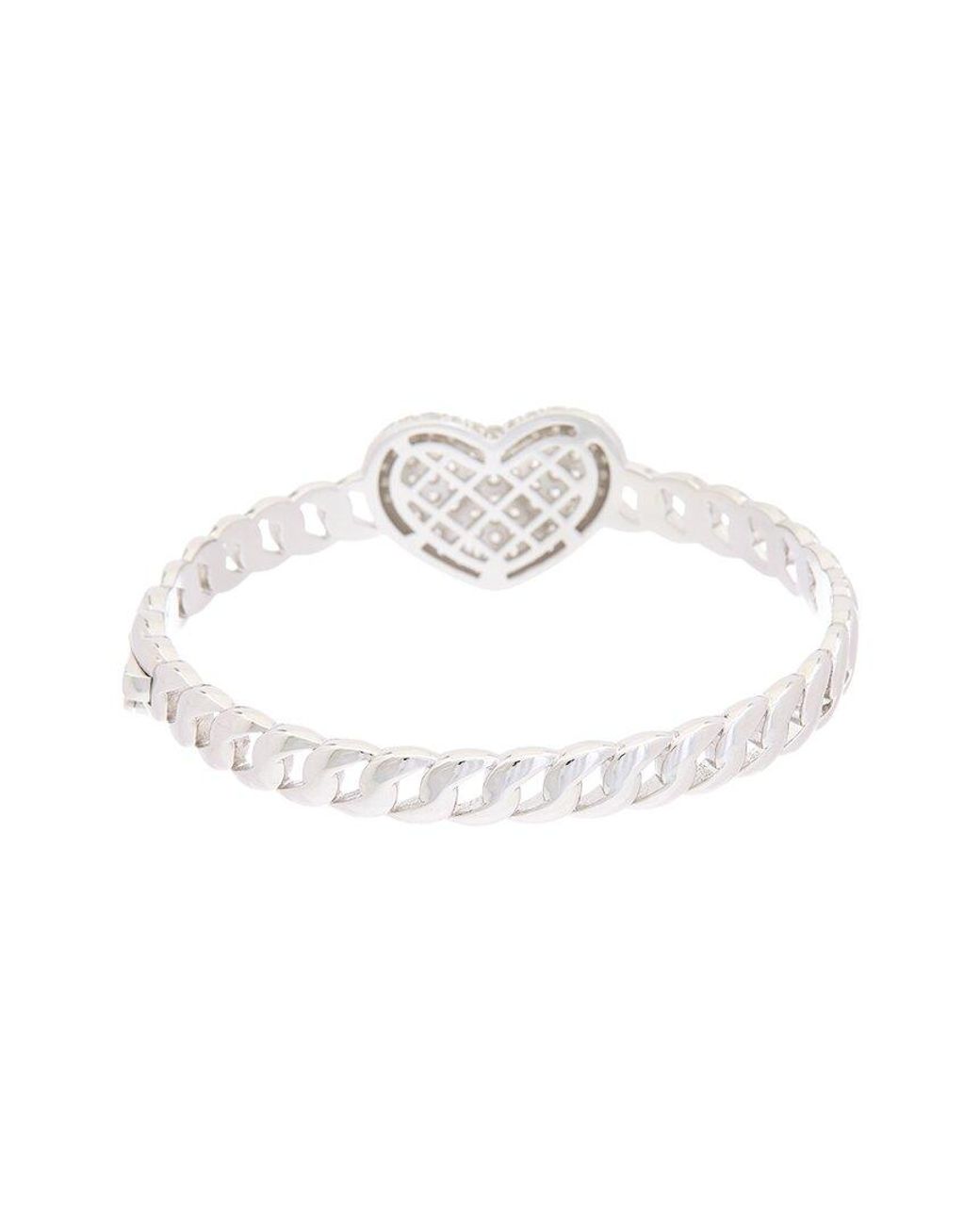 Juvell White 18K Plated Cz Heart Link Bangle Bracelet