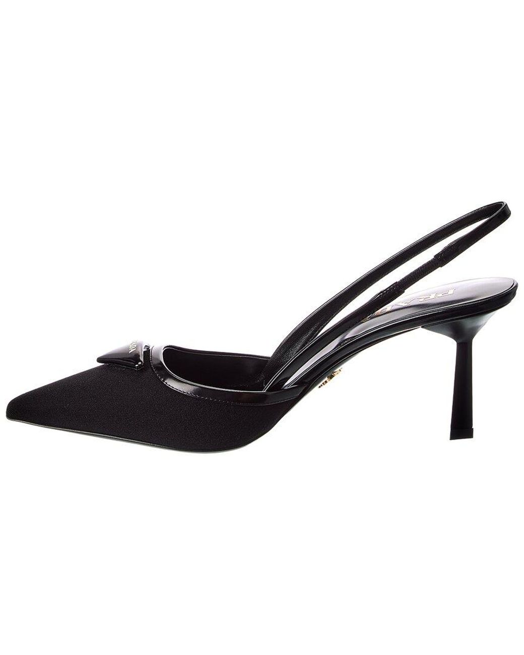 Prada Black Gabardine Slingback Pointy-Toe Pump