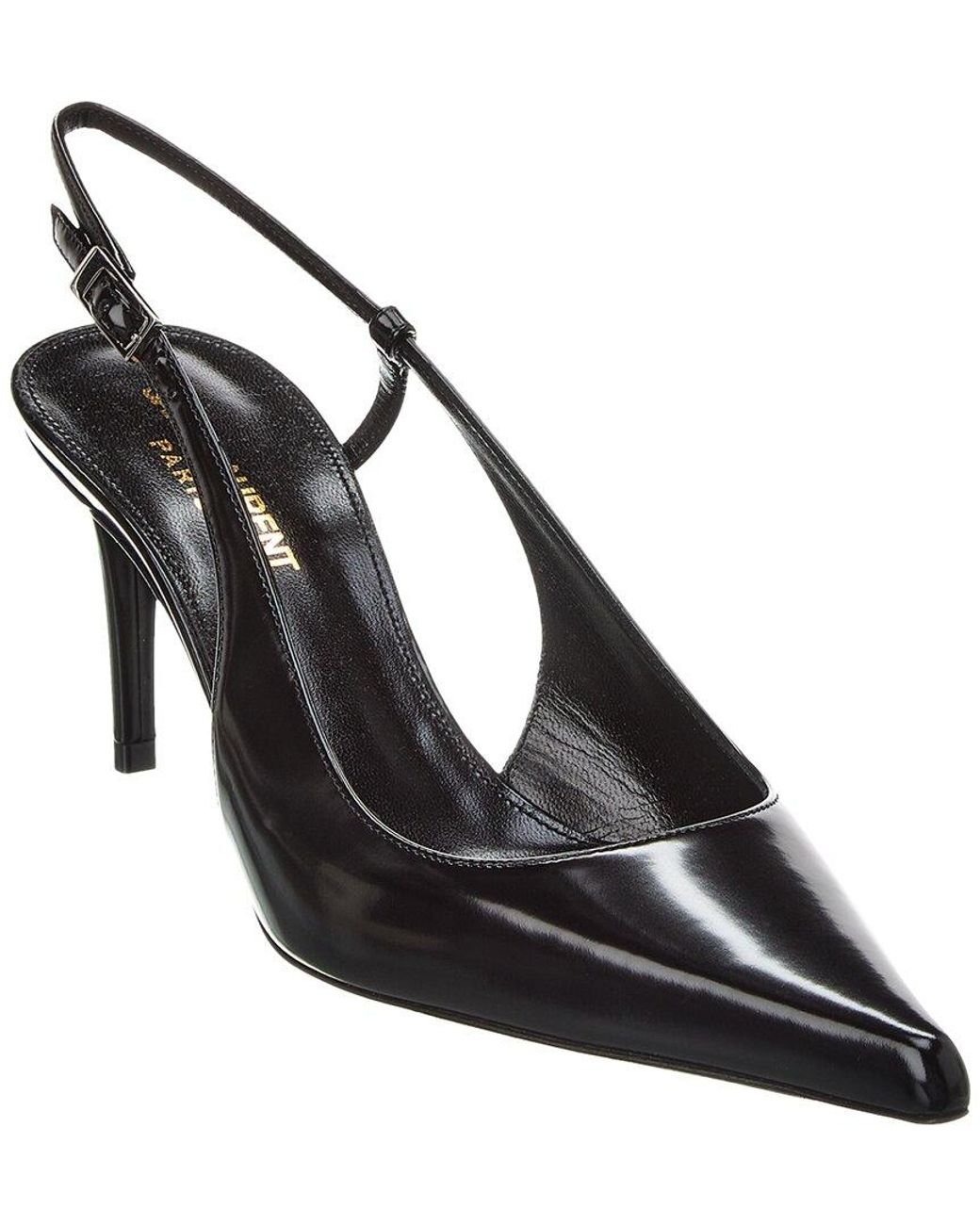 Saint Laurent Vendome 70 Leather Slingback Pump in Black
