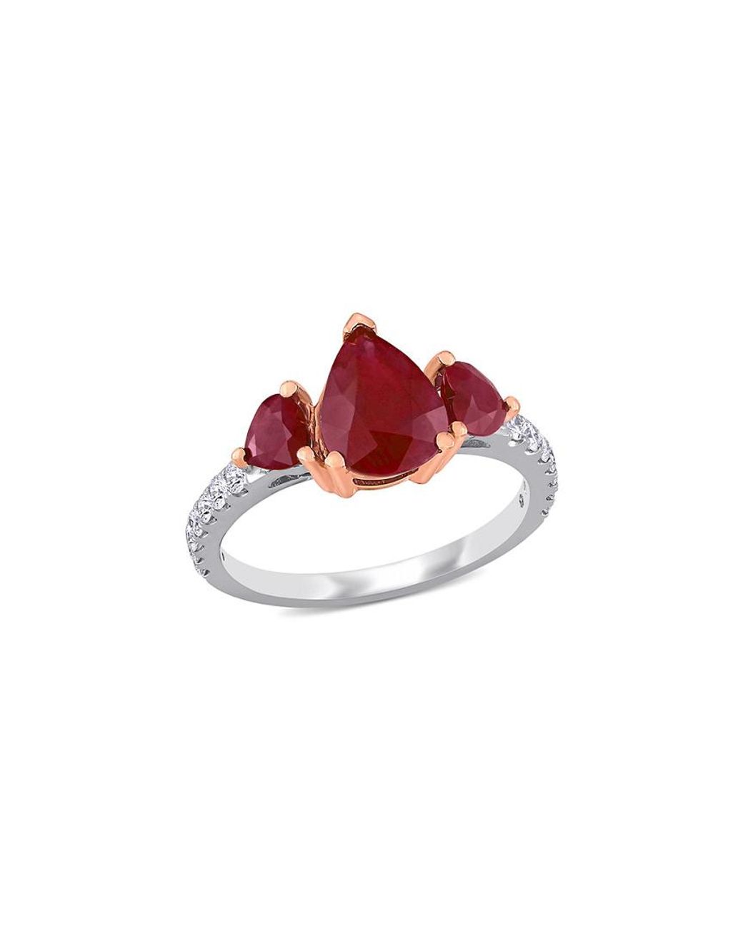 Diamond Select Cuts Red 14K Two-Tone 3.10 Ct. Tw. Diamond & Ruby Ring