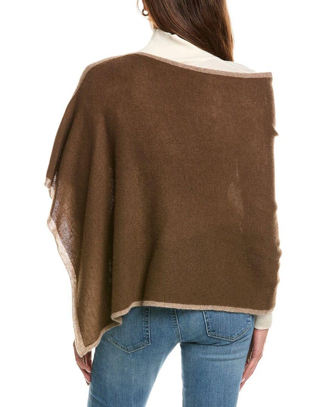 Portolano Brown Cowl Neck Cashmere Poncho