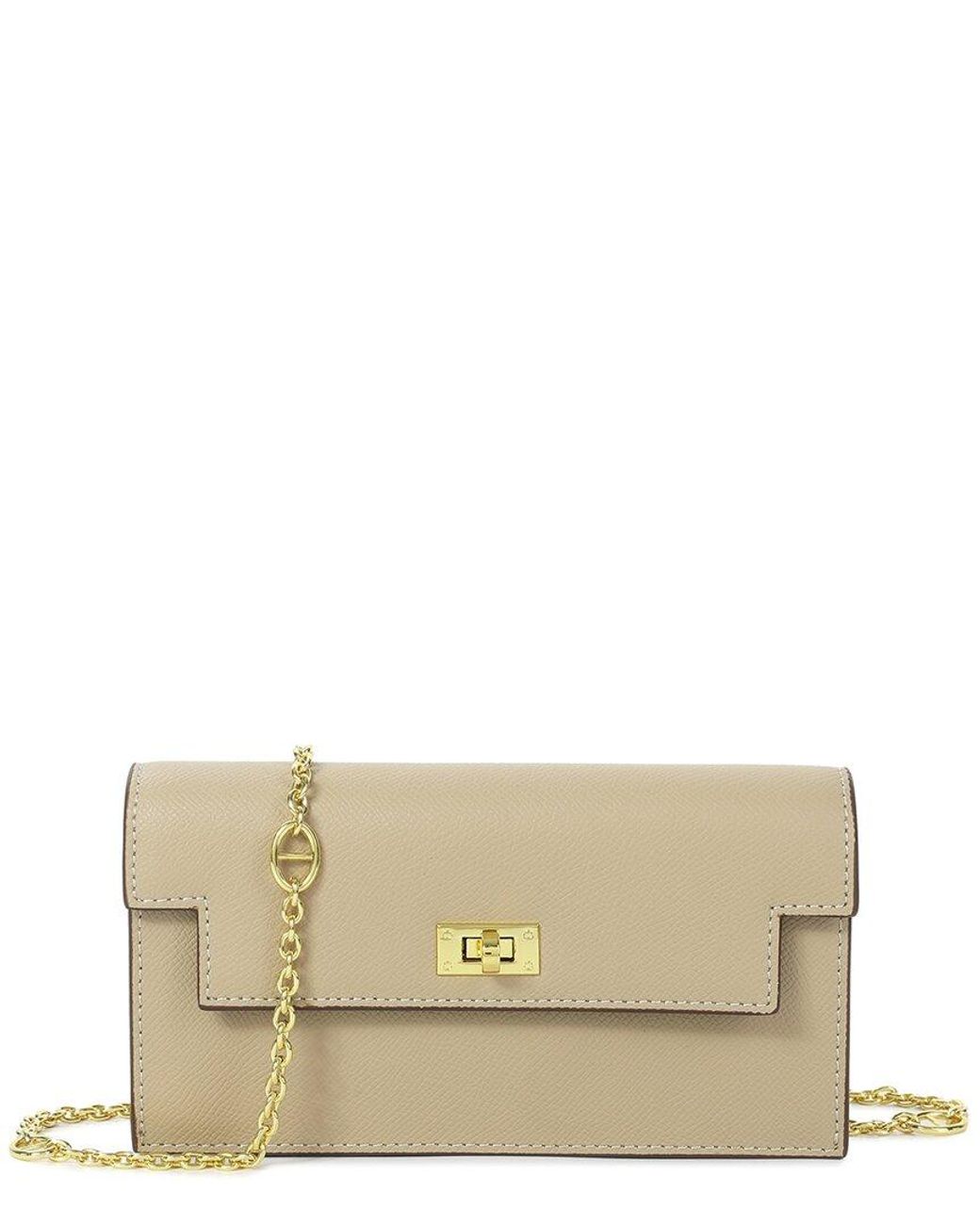 Tiffany & Fred Paris Natural Saffiano Leather Convertible Wallet/Clutch