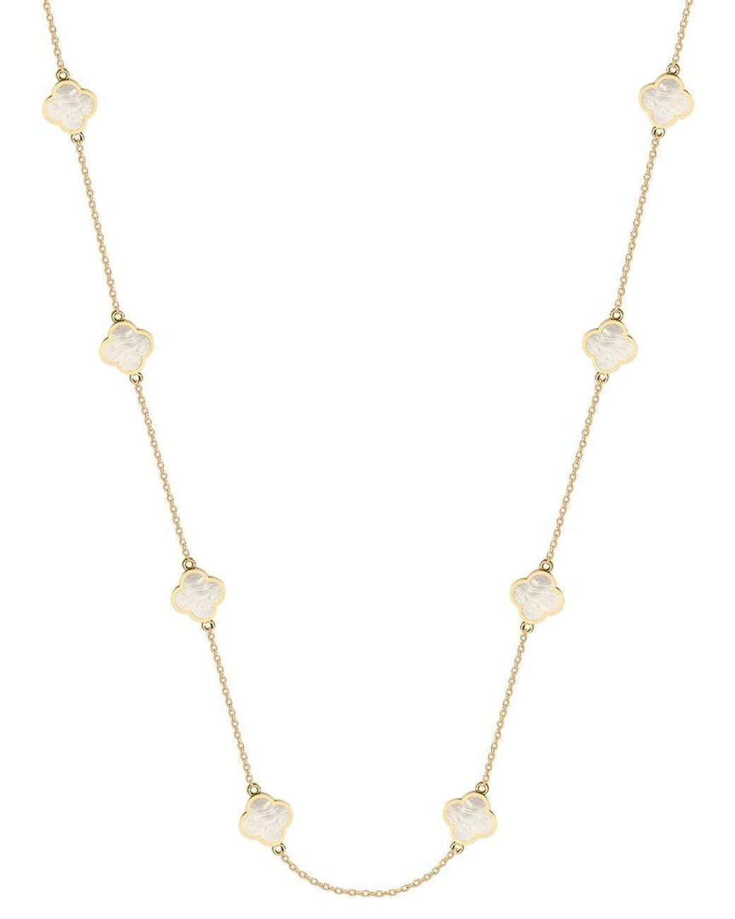 Gabi Rielle Metallic 14K Over Pearl Clover Station Necklace