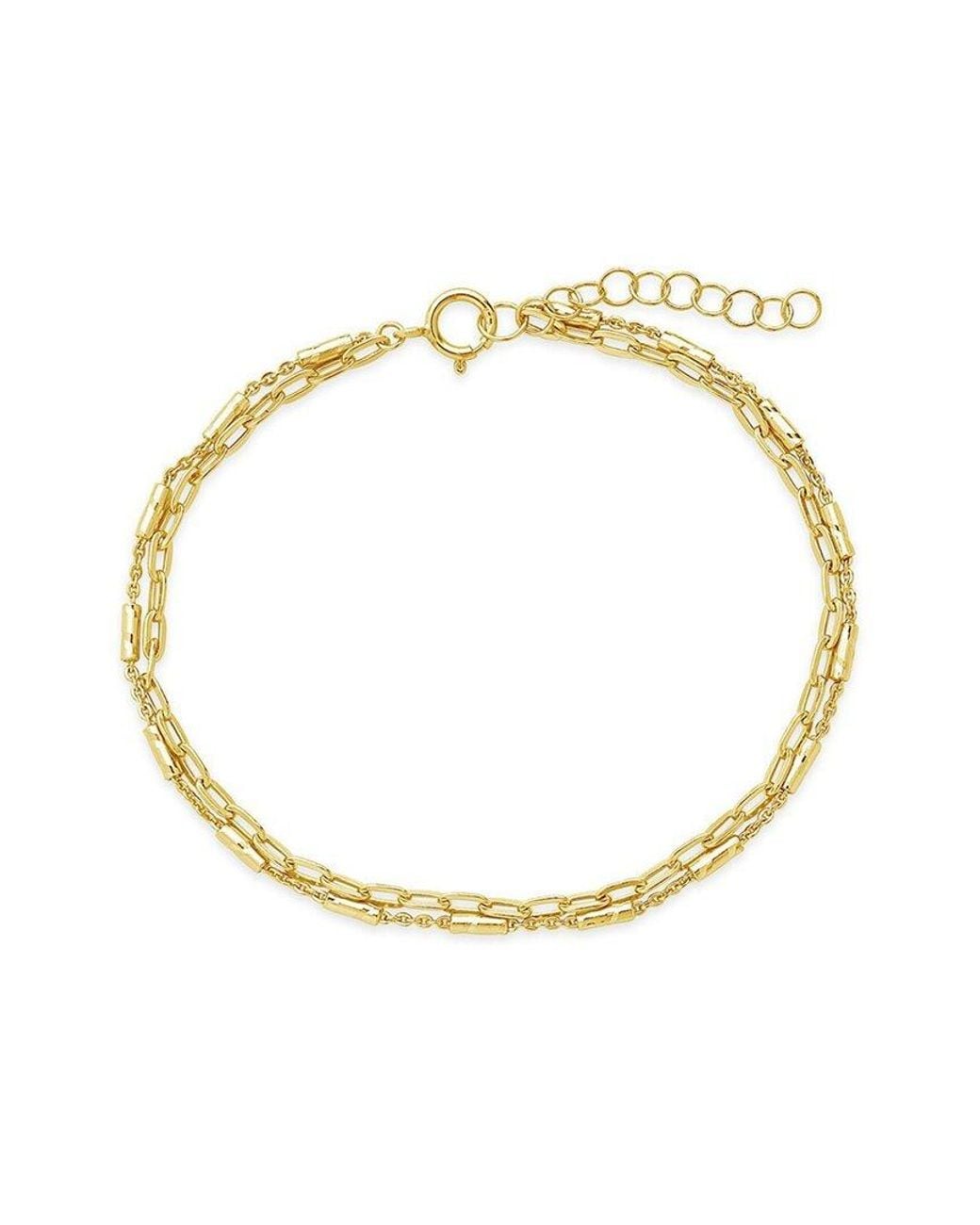 Sterling Forever Metallic 14k Over Silver Delicate Two-layer Chain Bracelet