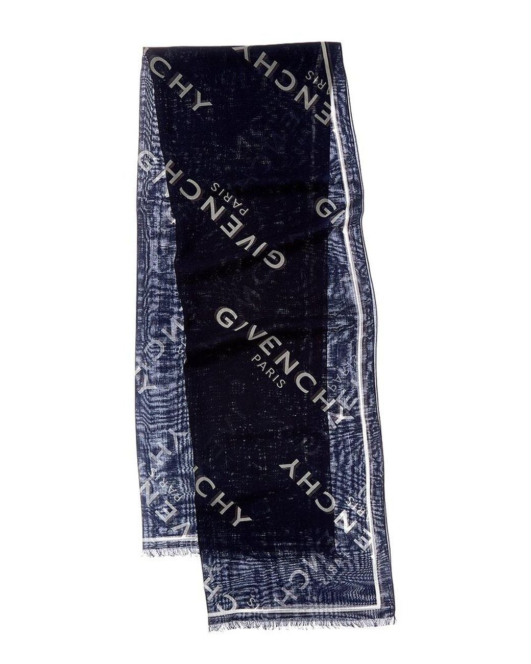Givenchy Blue Shadow Wool & Silk-Blend Scarf