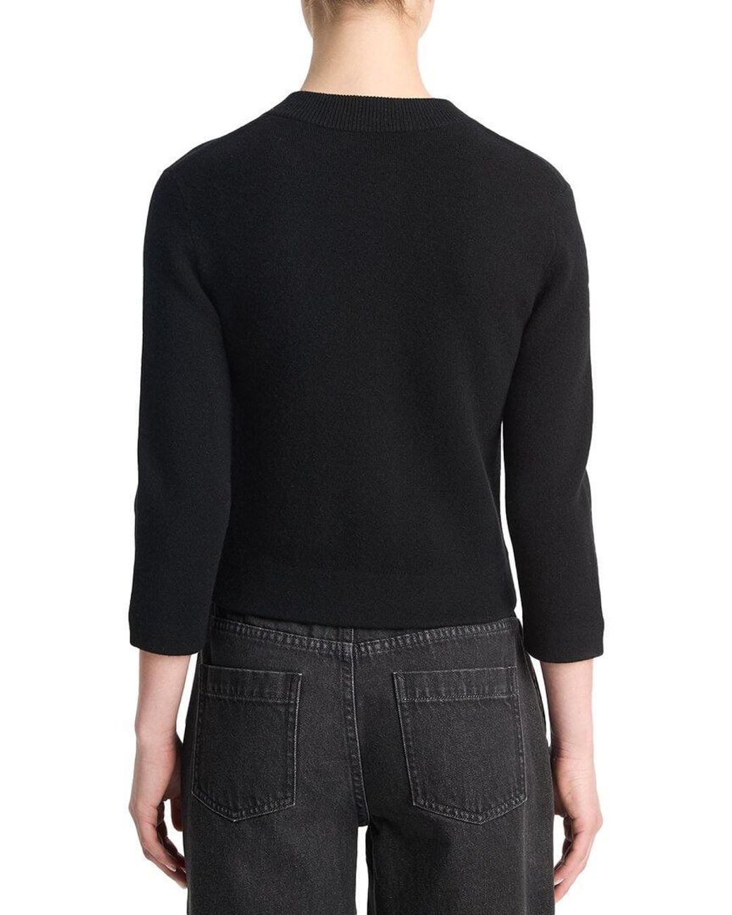 Vince Black Shrunken Snap Wool-Blend Cardigan