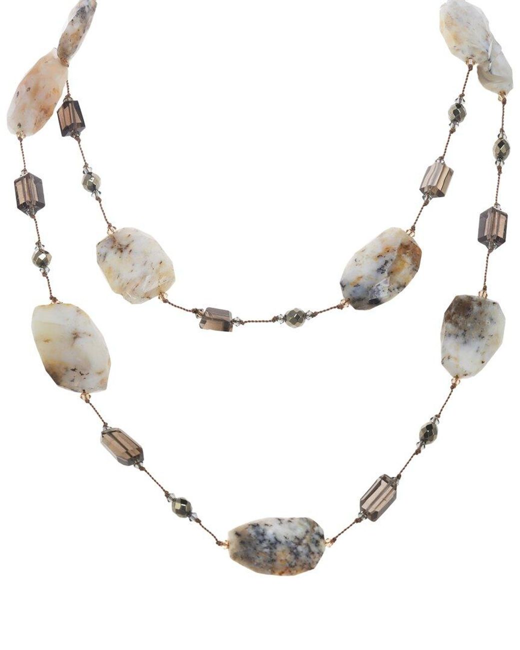 Margo Morrison Metallic Dendrite Opal, Pyrite, Smoky Quartz Necklace