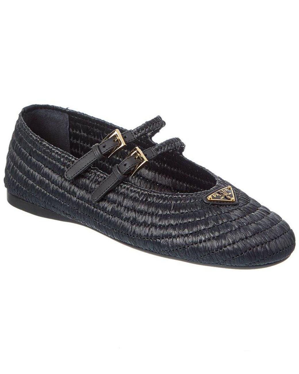 Prada Black Logo Crochet Ballerina Flat