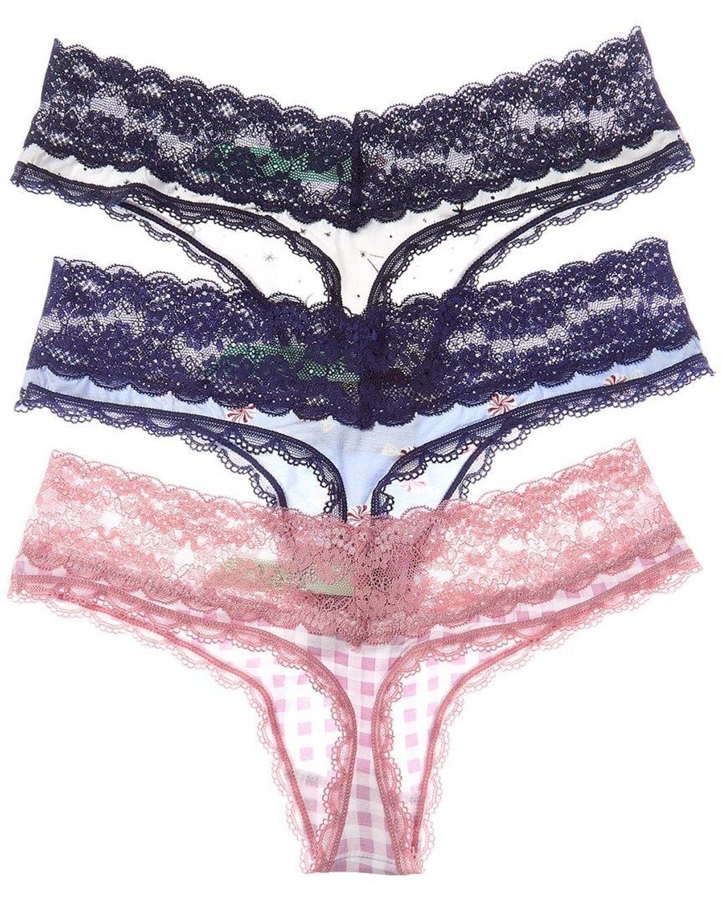 Honeydew Intimates Blue Set Of 3 Ahna Thong