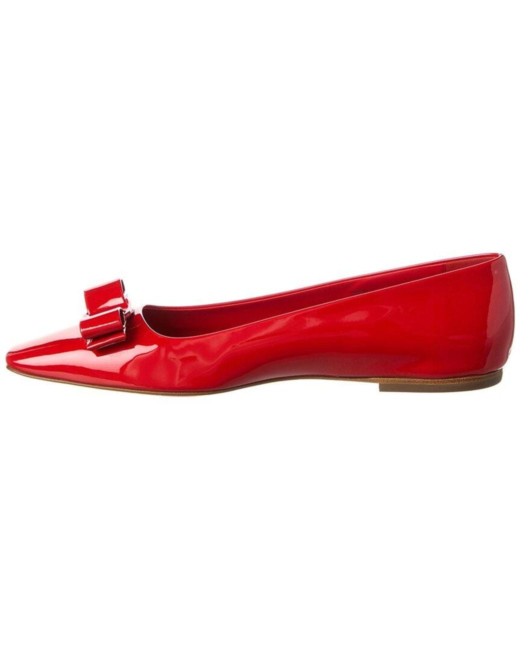 Ferragamo Red Anz 1 Patent Flat
