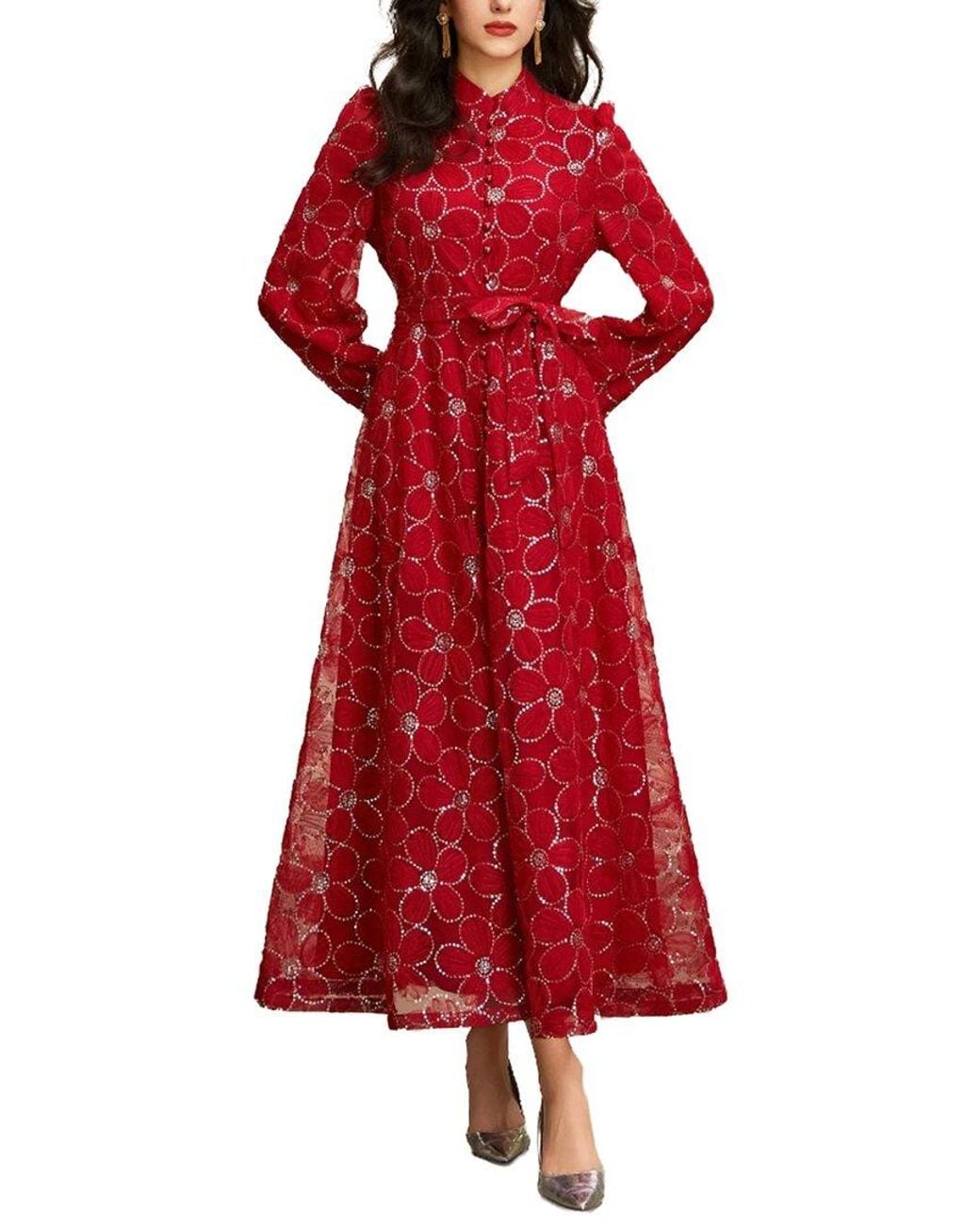 Kaimilan Red Long Printed Dress