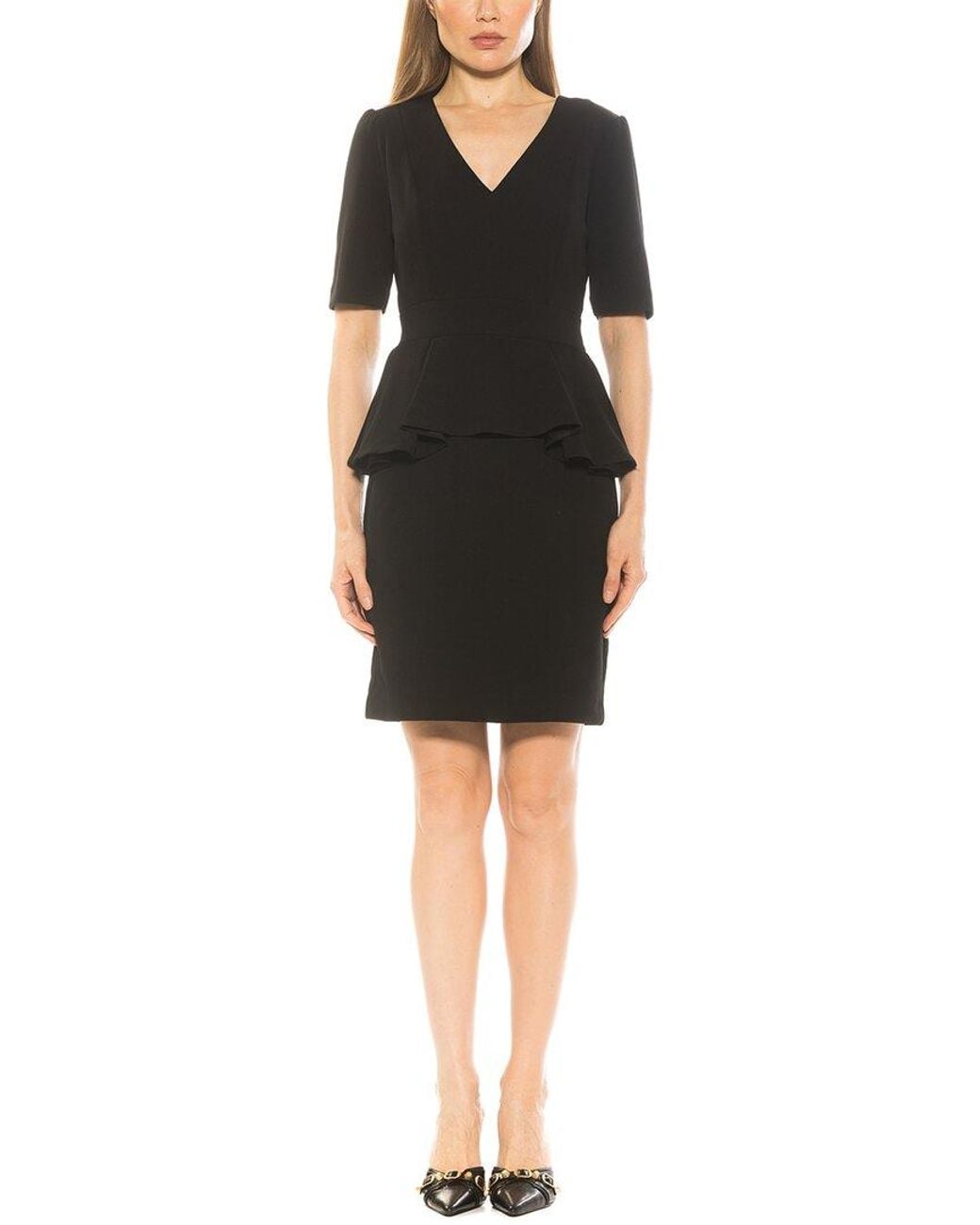 Alexia Admor Black Atlas V-Neck Sheath Midi Dress