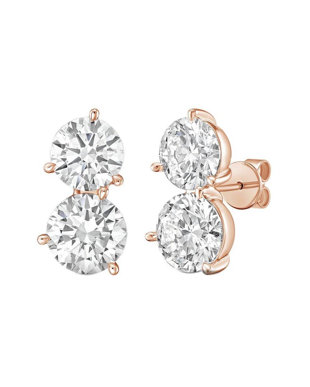 Diana M White Diana M. 14K Rose 3.00 Ct. Tw. Lab-Grown Diamond Two-Stone Earrings