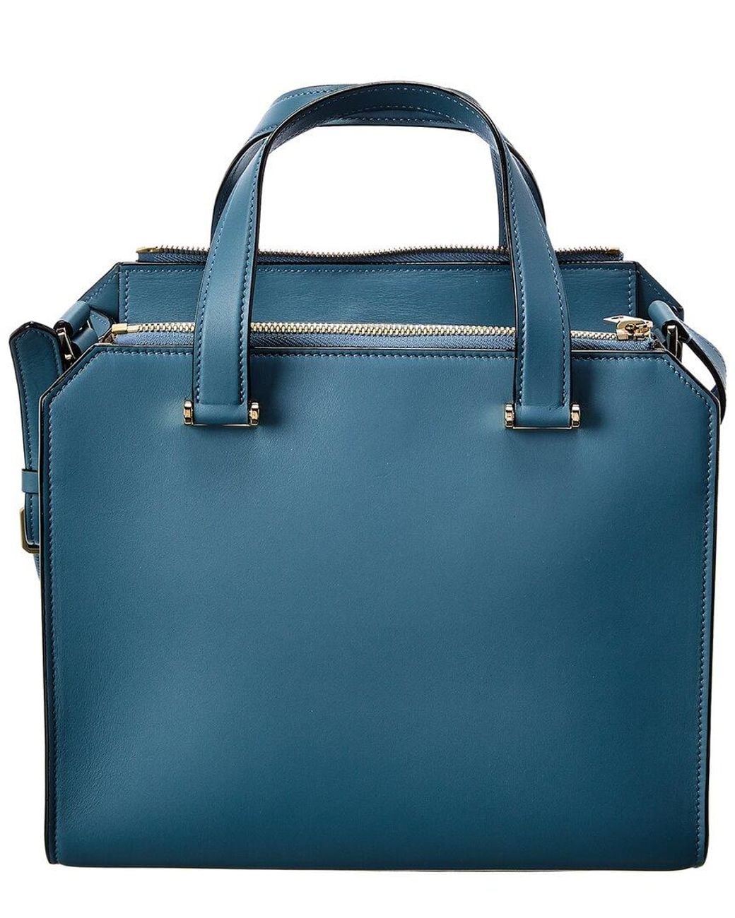 Valextra Blue Passepartout Medium Leather Tote