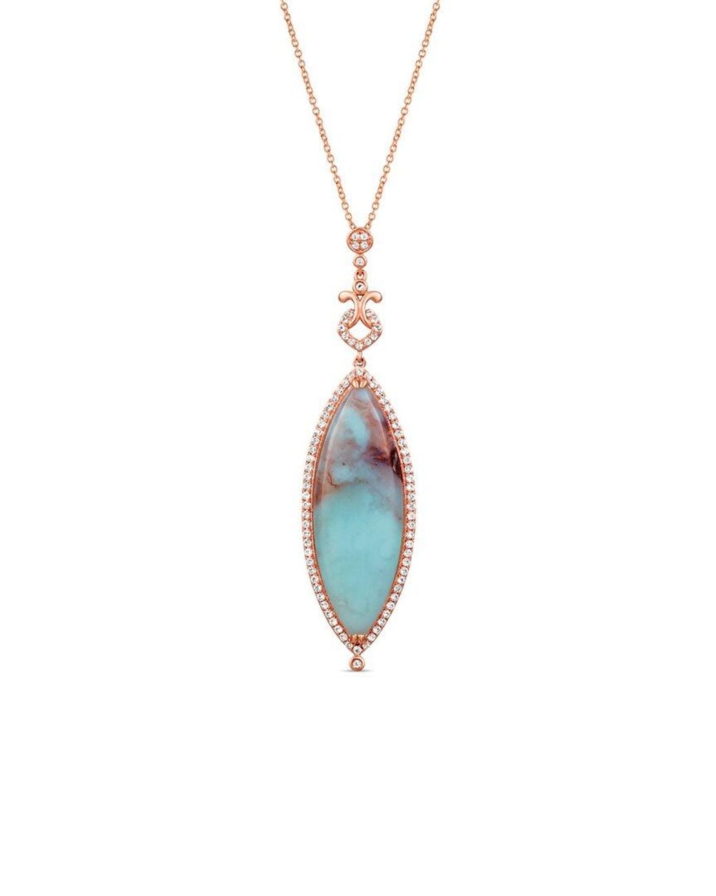 Le Vian White Le Vian Peacock Aquaprase 14K Rose 12.32 Ct. Tw. Aquaprase Pendant Necklace