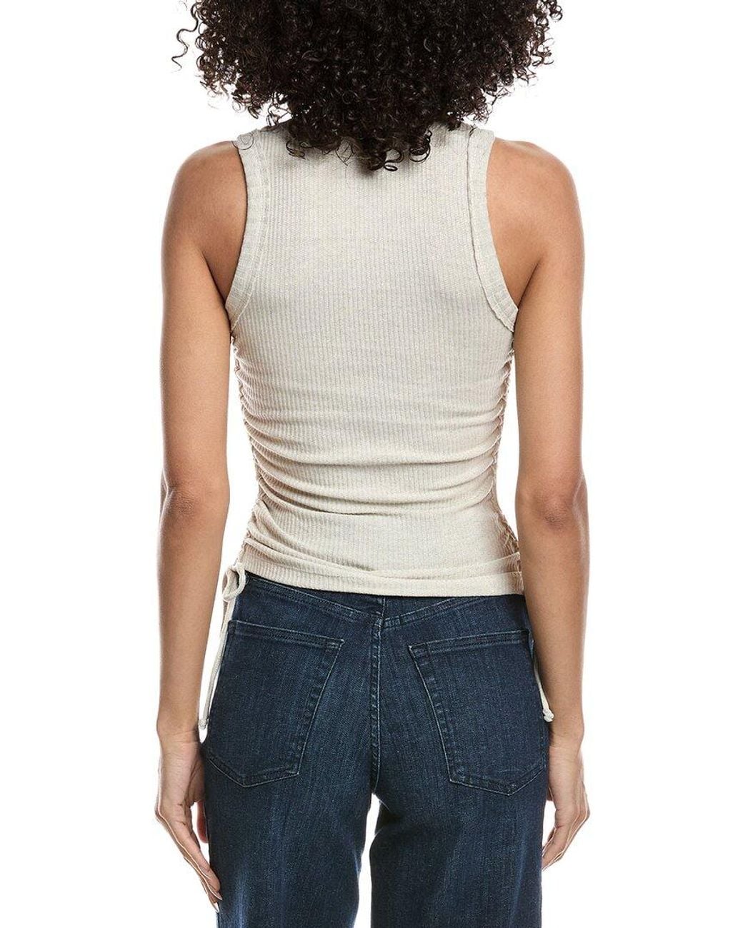 Project Social T White Drifter Ruched Side Ash Sweater