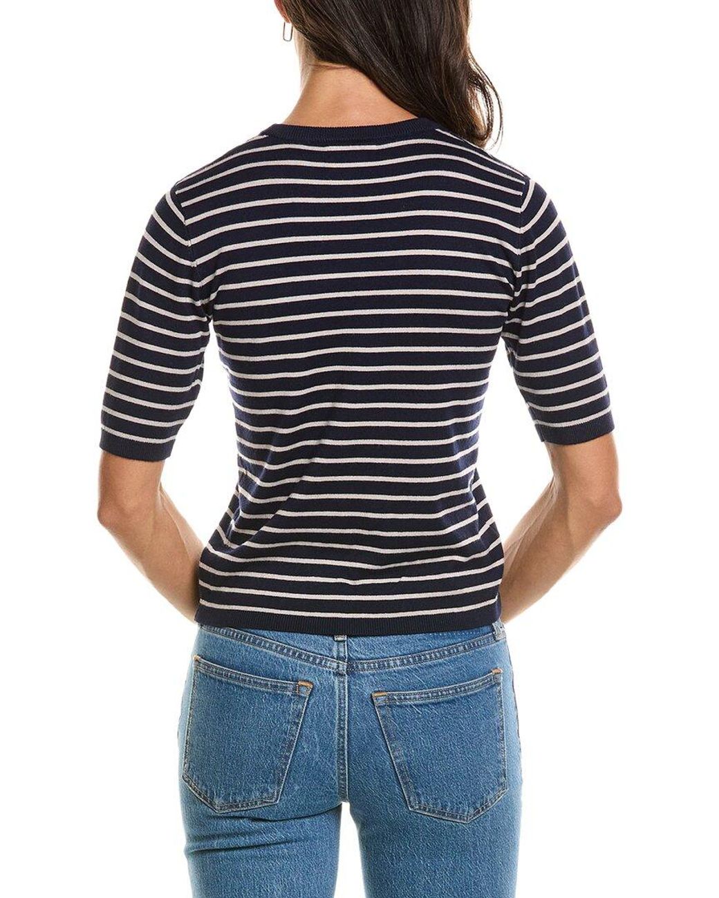 Tahari Blue Striped Knit T-Shirt