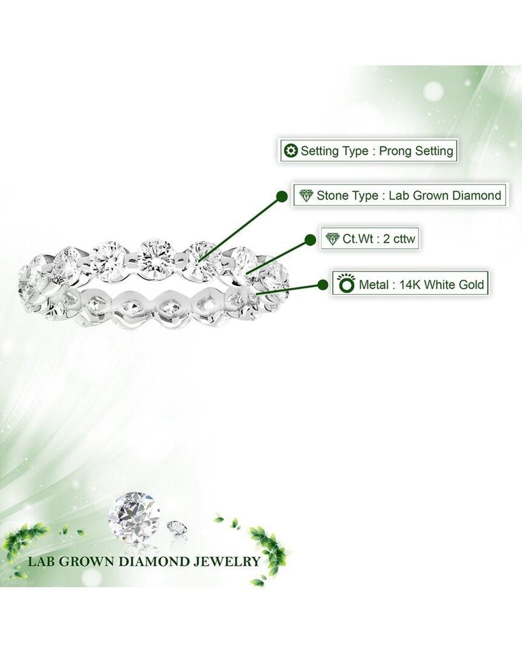 Amairah White 14K 2.00 Ct. Tw. Lab-Grown Diamond Eternity Ring