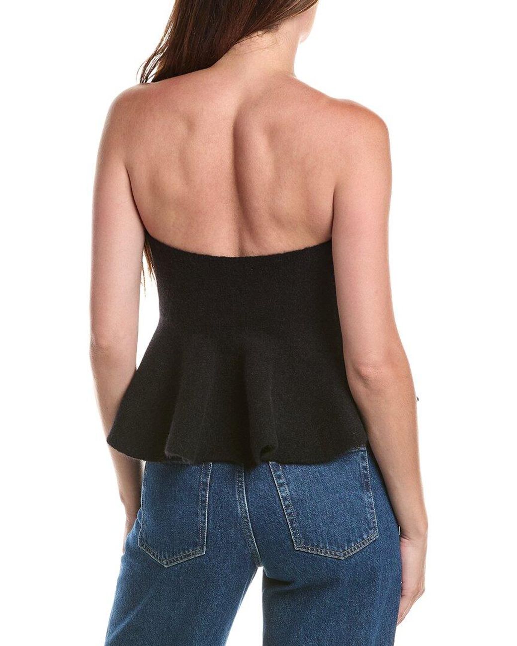 Susana Monaco Black Mapache & Wool-Blend Tube Flair Top