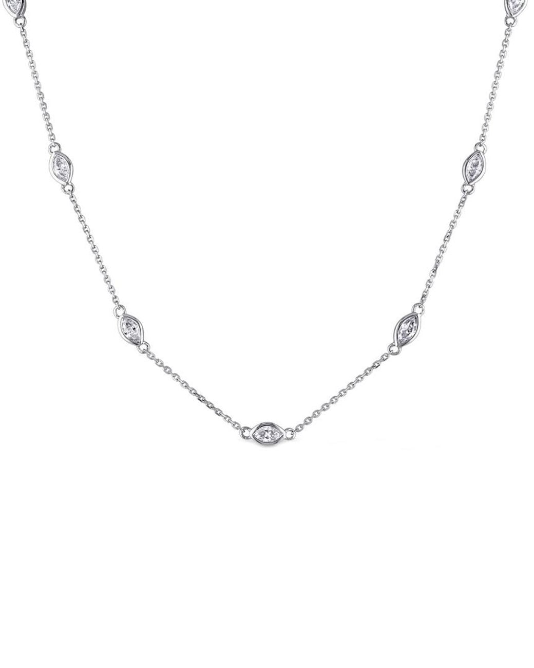 Diamond Select Cuts Metallic 14K 0.84 Ct. Tw. Diamond Station Necklace