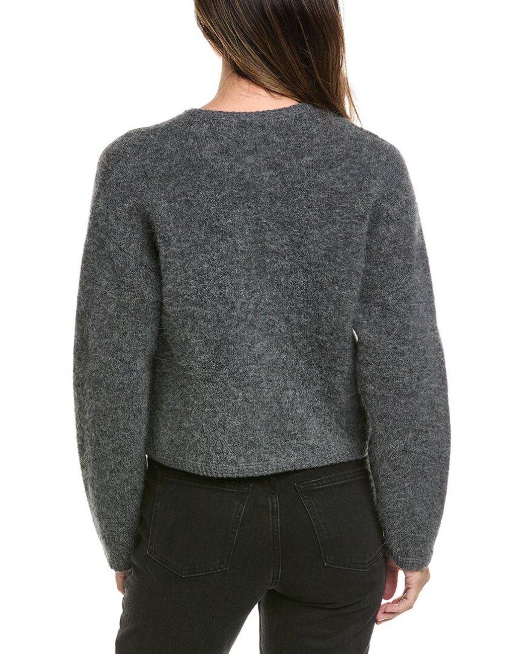 FRAME Gray The Lofty Crochet Wool & Alpaca-Blend Cardigan