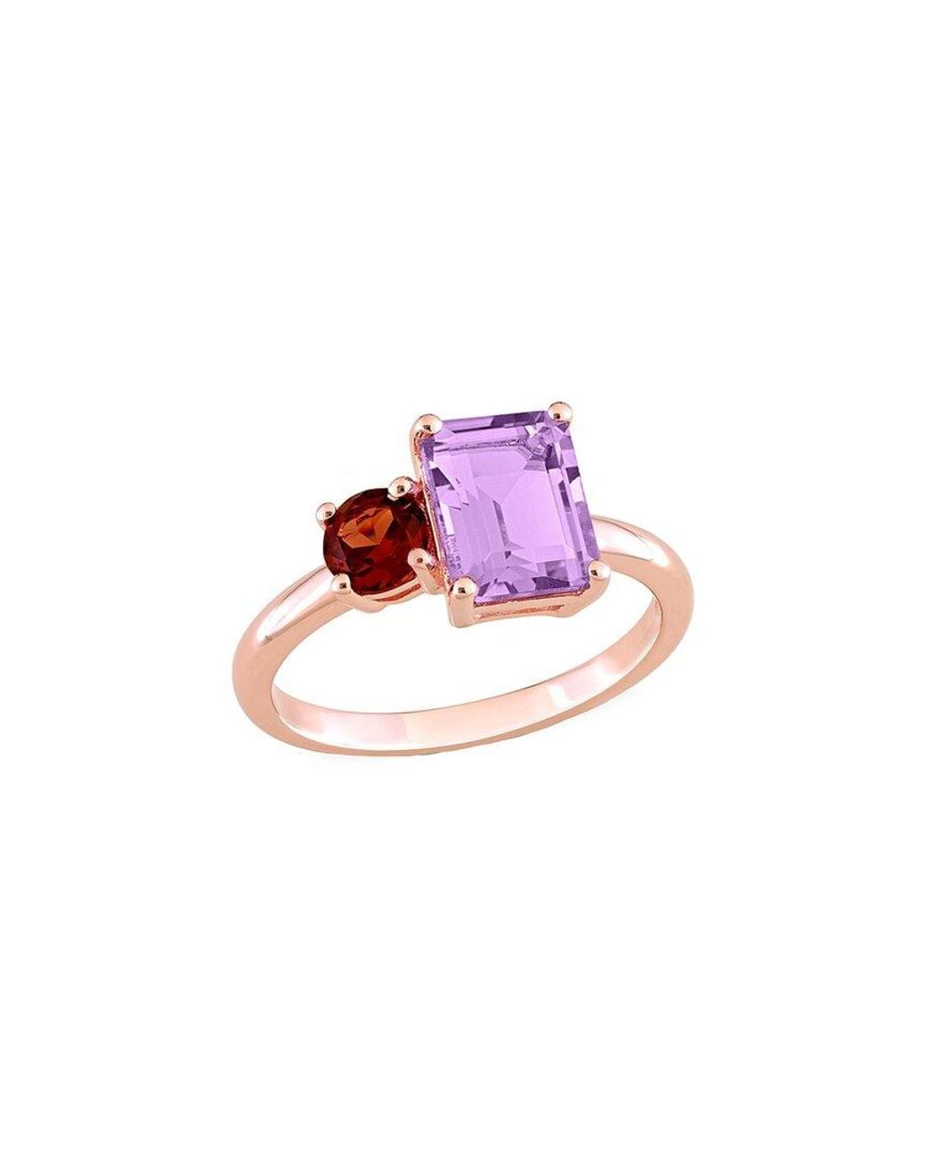 Rina Limor Pink Toi & Moi Rose Gold Plated 2.81 Ct. Tw. Garnet & Amethyst Ring