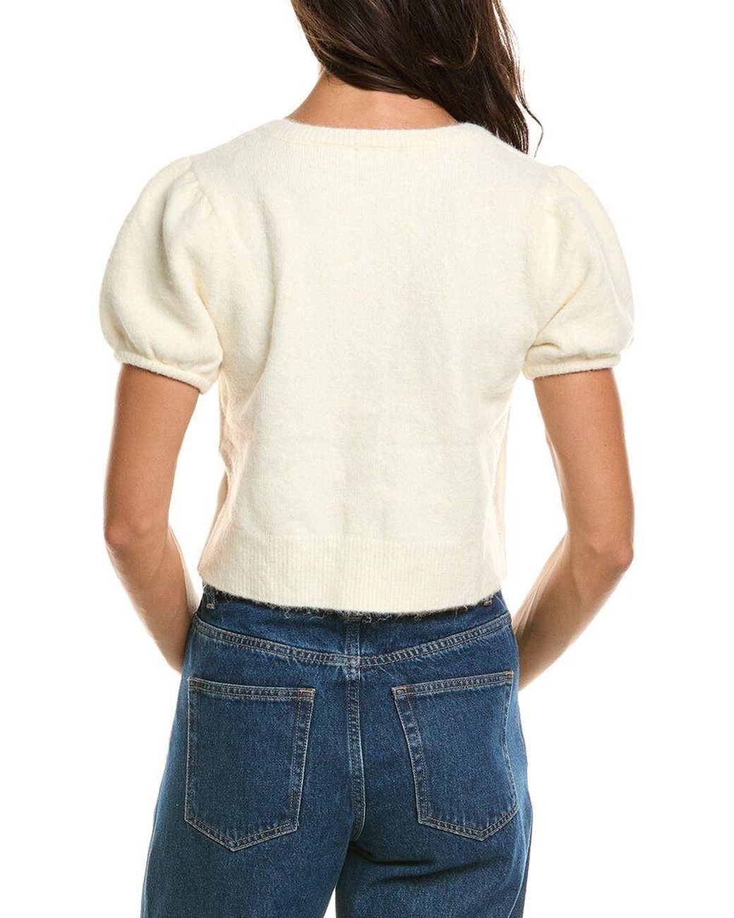 CELESTINE SEI White Wool-Blend Cardigan