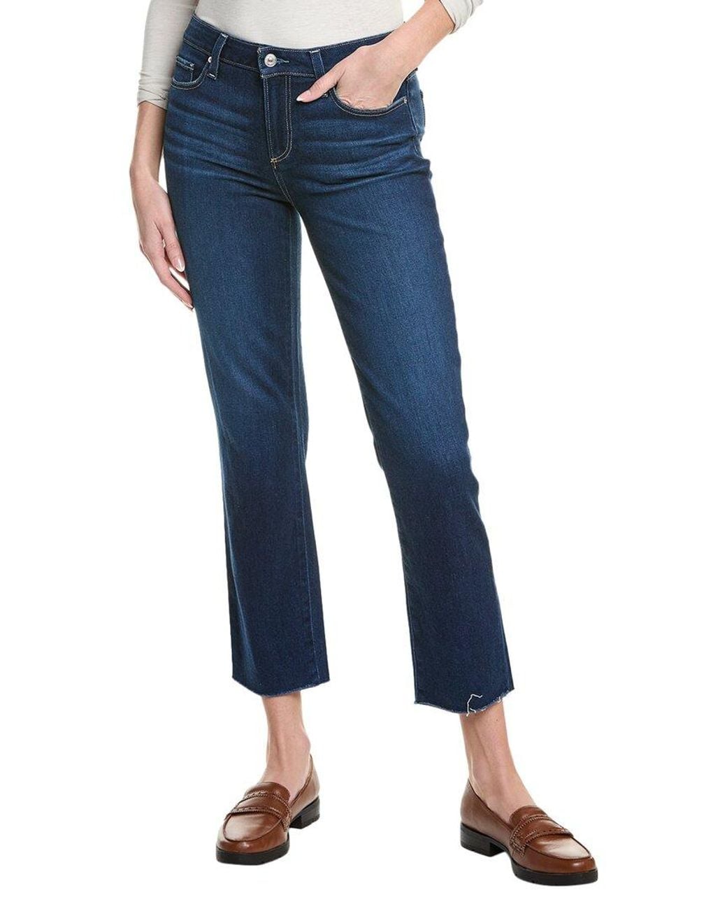 PAIGE Blue Amber Profound Raw Hem Jean