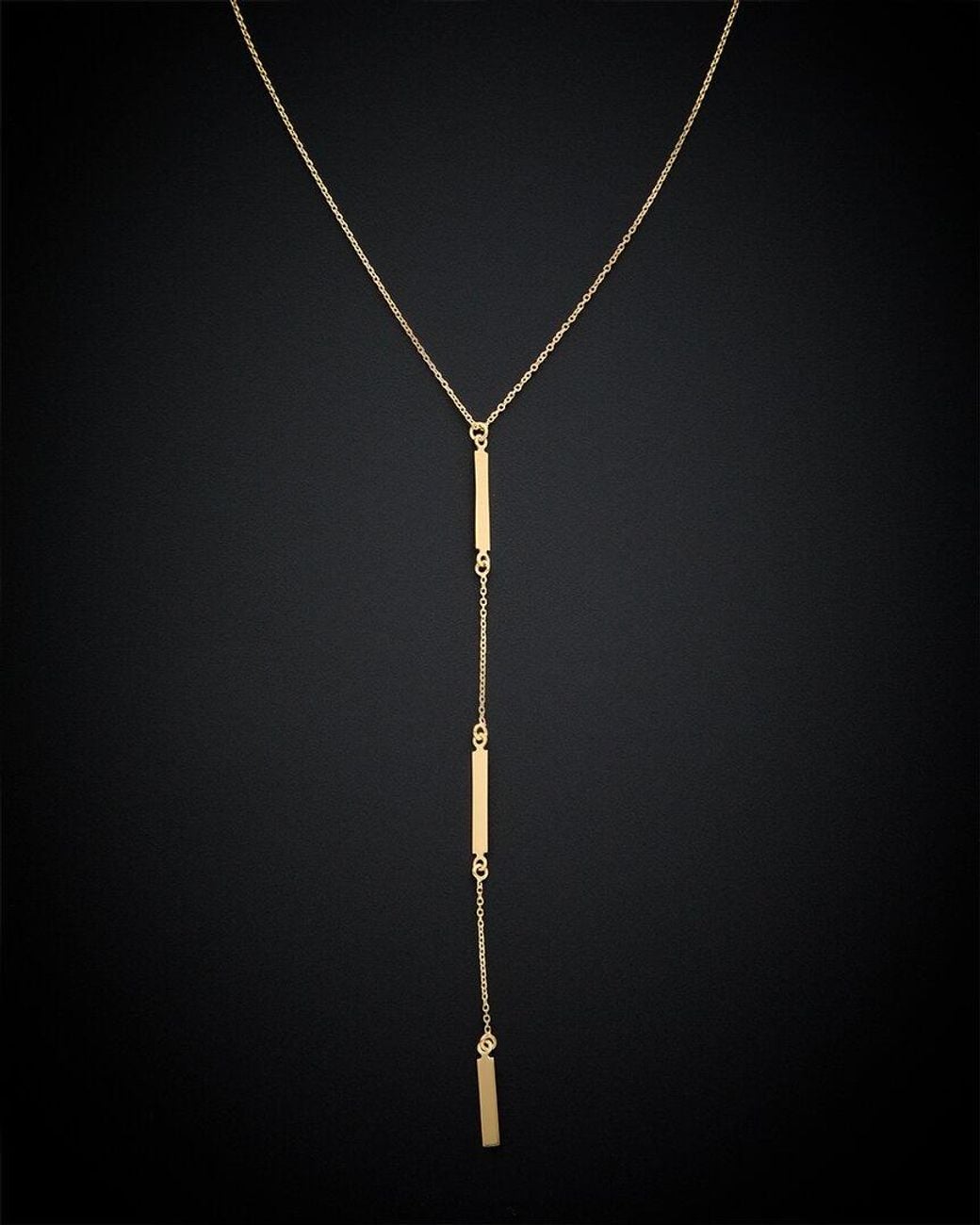 Italian Gold Black 14k Bar Station Drop Necklace