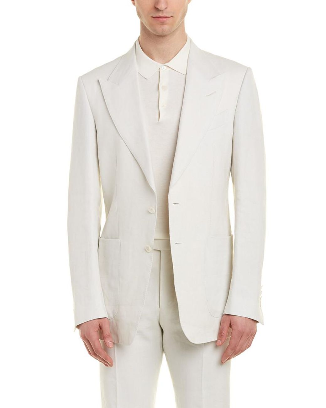 Tom Ford Shelton 2pc Linen Suit With Flat Pant in White for Men | Lyst